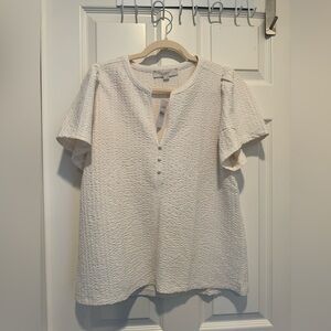 Loft new with tags size medium ivory top puff sleeve